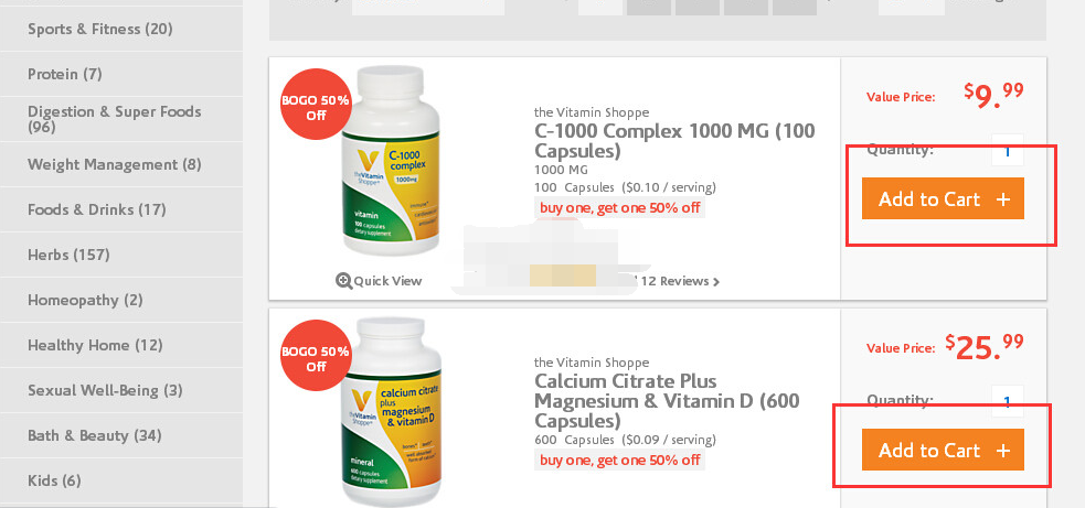 Vitamin Shoppe官网商品挑选页面