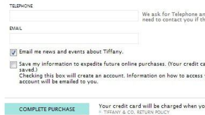 Tiffany蒂芙尼美国官网是否储存个人信息