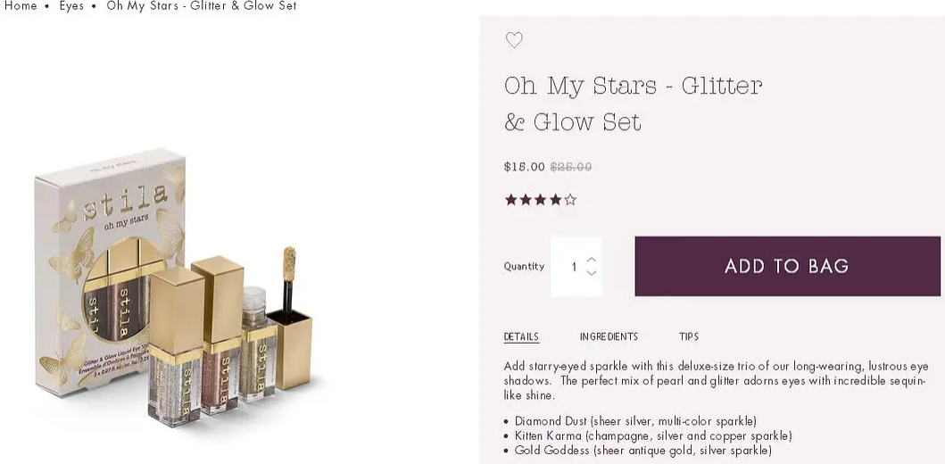 Stila Cosmetics诗狄娜美国官网商品详细信息页面